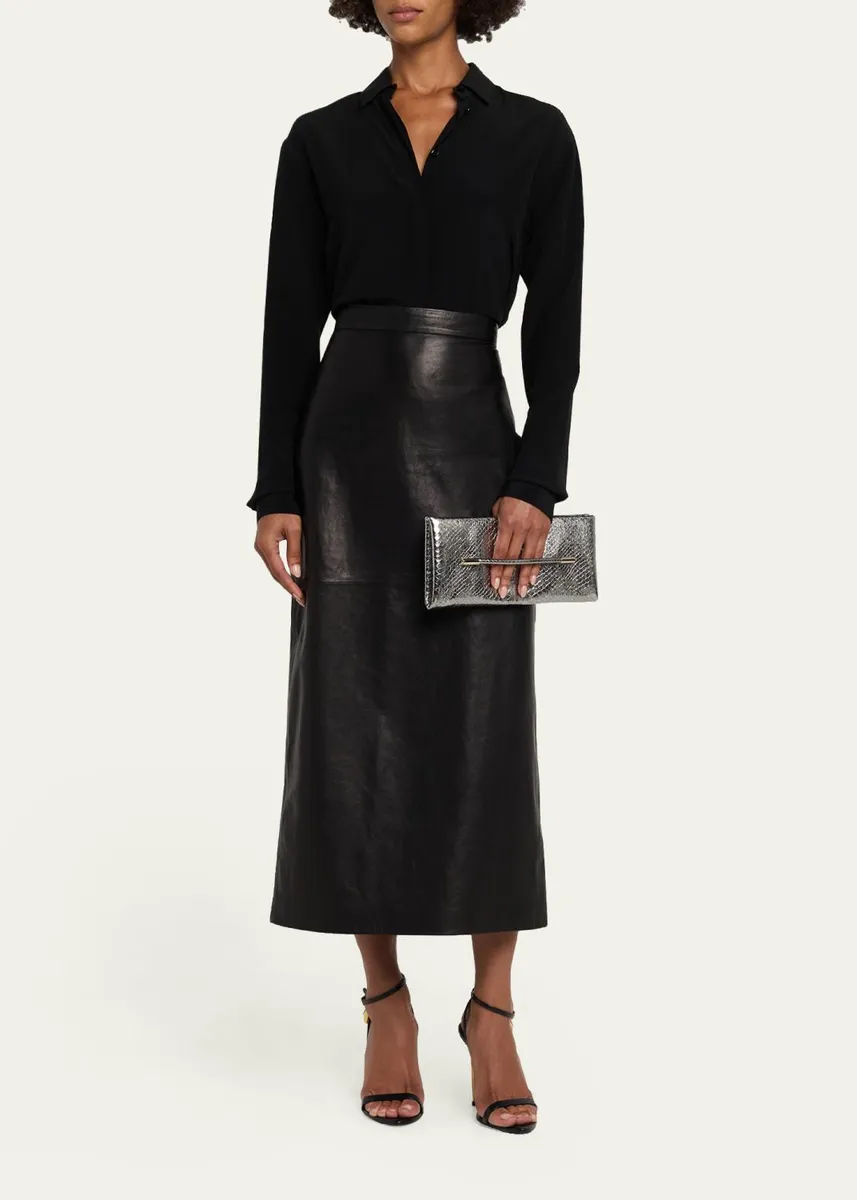 Tom Ford Ava Snake-Embossed Printed Leather Clutch | Thumbnail 5