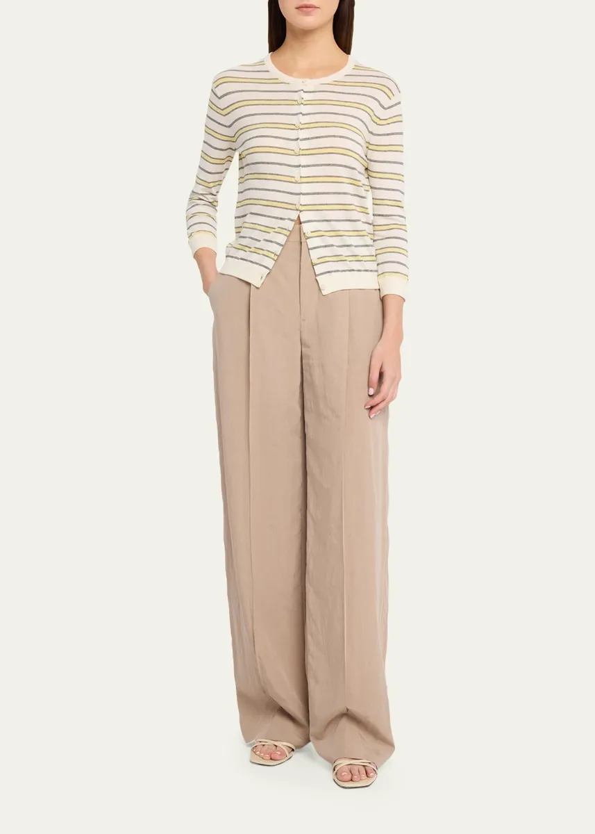 Vince Stripe Three-Quarter Sleeve Cardigan | Thumbnail 2