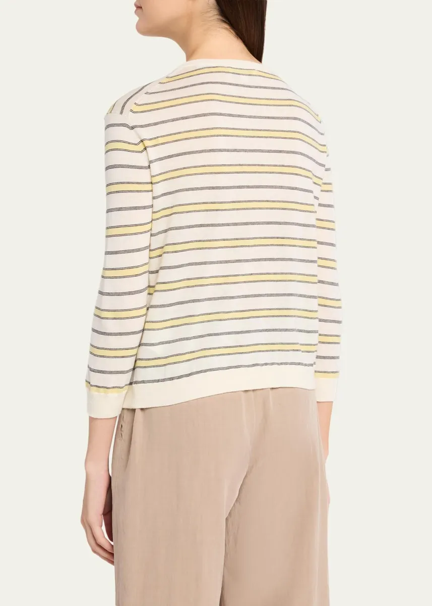 Vince Stripe Three-Quarter Sleeve Cardigan | Thumbnail 3