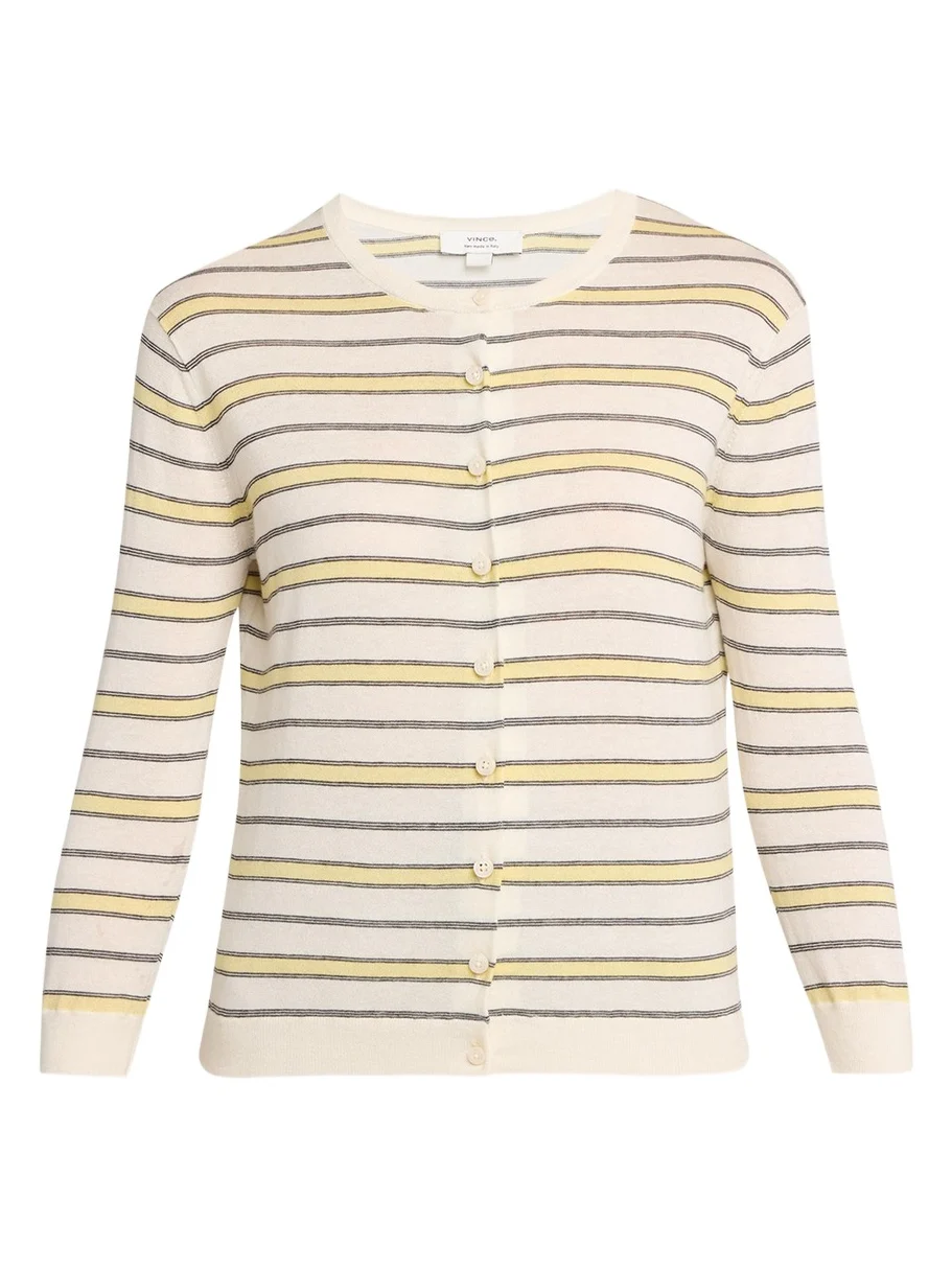 Stripe Three-Quarter Sleeve Cardigan Stripe Three-Quarter Sleeve Cardigan