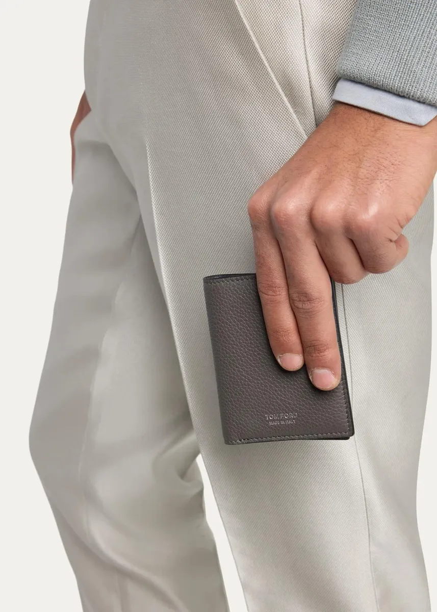 Tom Ford Men's Grained Leather T Line Bifold Card Holder | Thumbnail 6