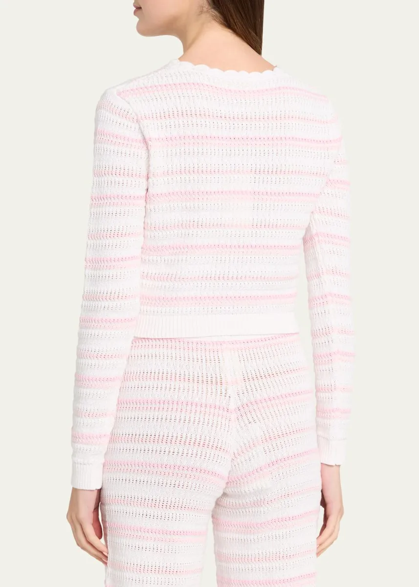 LoveShackFancy Dessa Striped Crochet Cardigan | Thumbnail 3 LoveShackFancy Dessa Striped Crochet Cardigan | Thumbnail 3