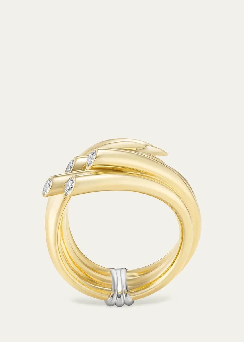 TABAYER 18K Yellow and White Gold Diamond Sheaf Ring | Thumbnail 3
