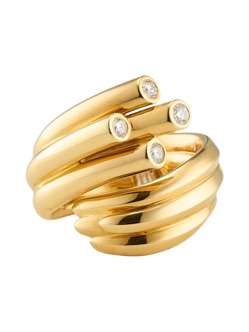 18K Yellow and White Gold Diamond Sheaf Ring
