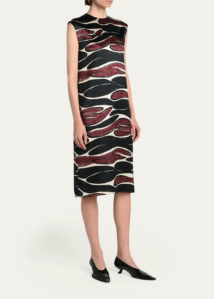 Marni Abstract Wave Sleeveless Midi Dress | Thumbnail 4