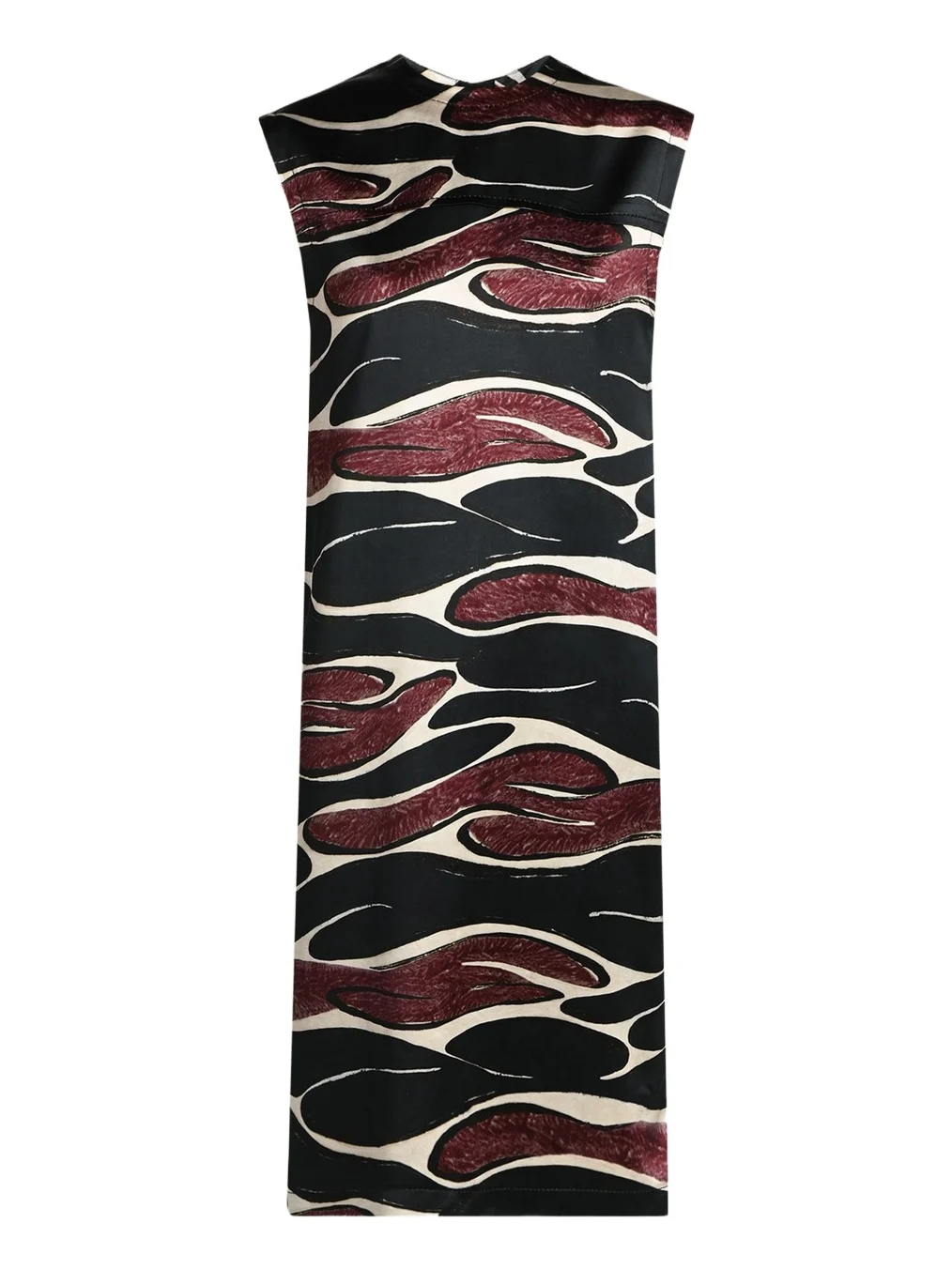 Abstract Wave Sleeveless Midi Dress
