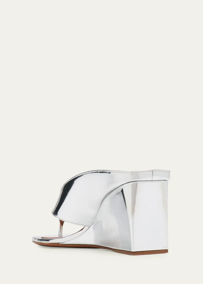 ALAÏA 90mm Metallic Leather Wedge Thong Sandals | Thumbnail 4 ALAÏA 90mm Metallic Leather Wedge Thong Sandals | Thumbnail 4