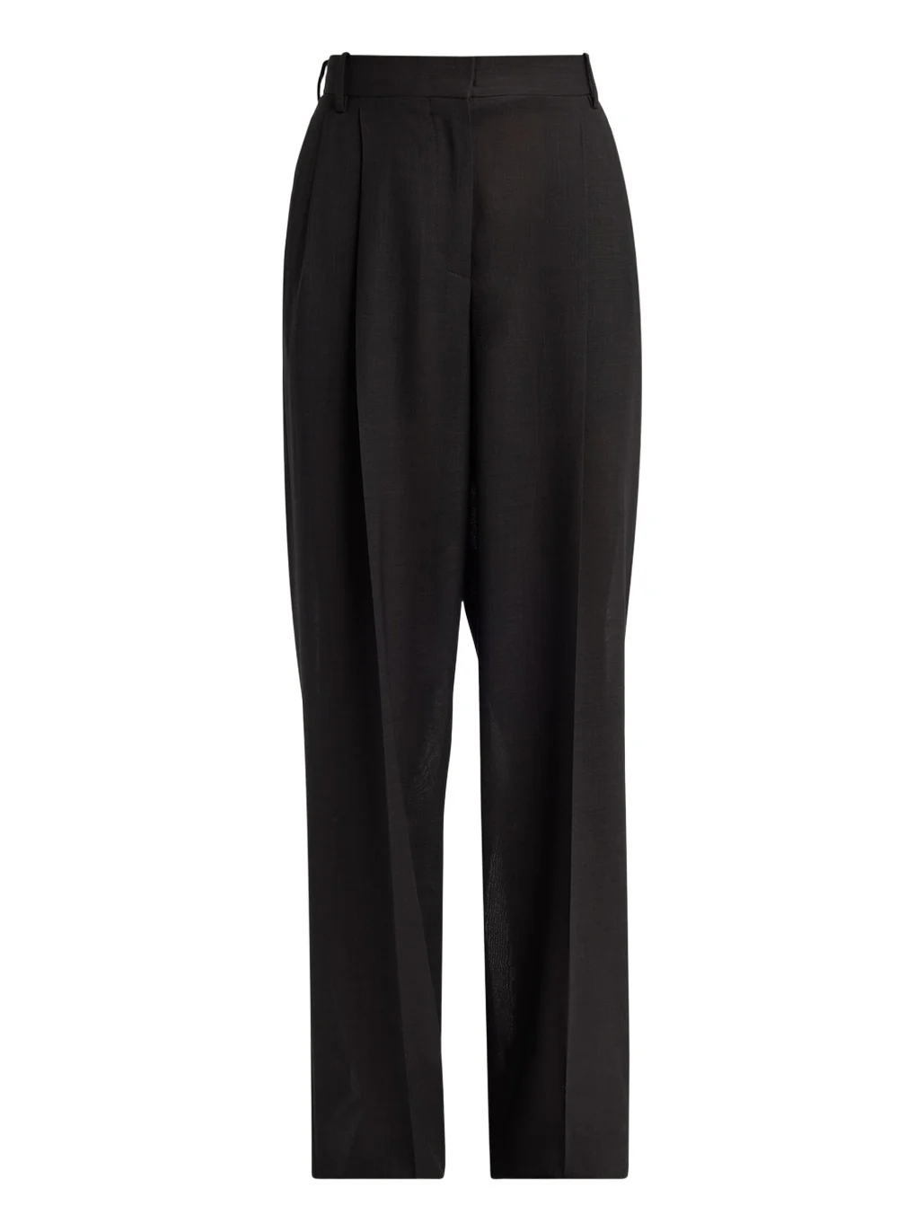 Double-Pleated Wool Straight-Leg Trousers