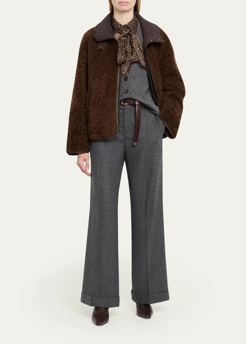 Brunello Cucinelli Pois-Lier Print Long-Sleeve Silk Blouse | Thumbnail 2 Brunello Cucinelli Pois-Lier Print Long-Sleeve Silk Blouse | Thumbnail 2