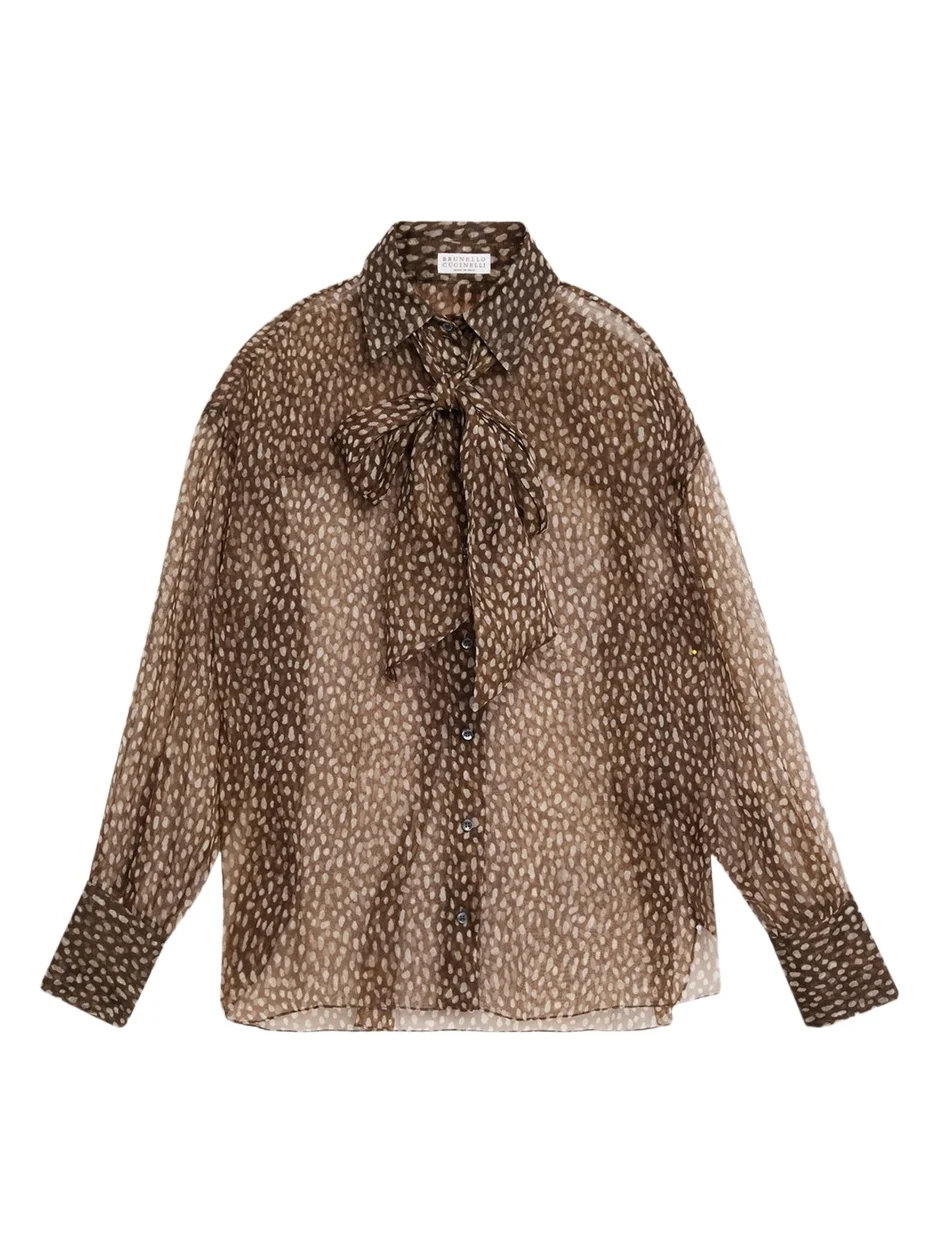 Pois-Lier Print Long-Sleeve Silk Blouse Pois-Lier Print Long-Sleeve Silk Blouse