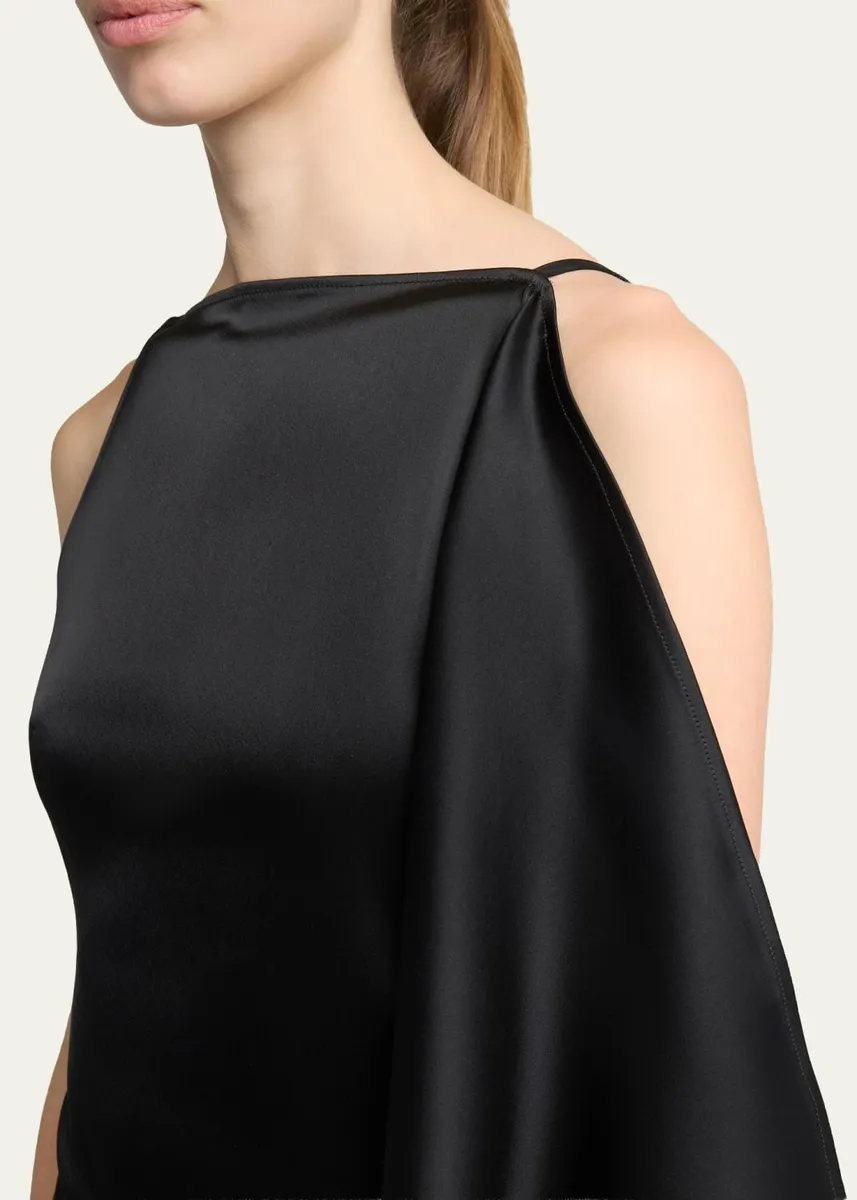 Courrèges High-Neck Draped Satin Midi Dress | Thumbnail 5 Courrèges High-Neck Draped Satin Midi Dress | Thumbnail 5
