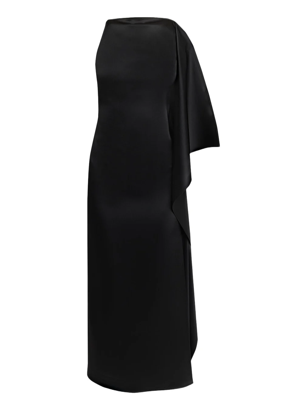 Courrèges High-Neck Draped Satin Midi Dress