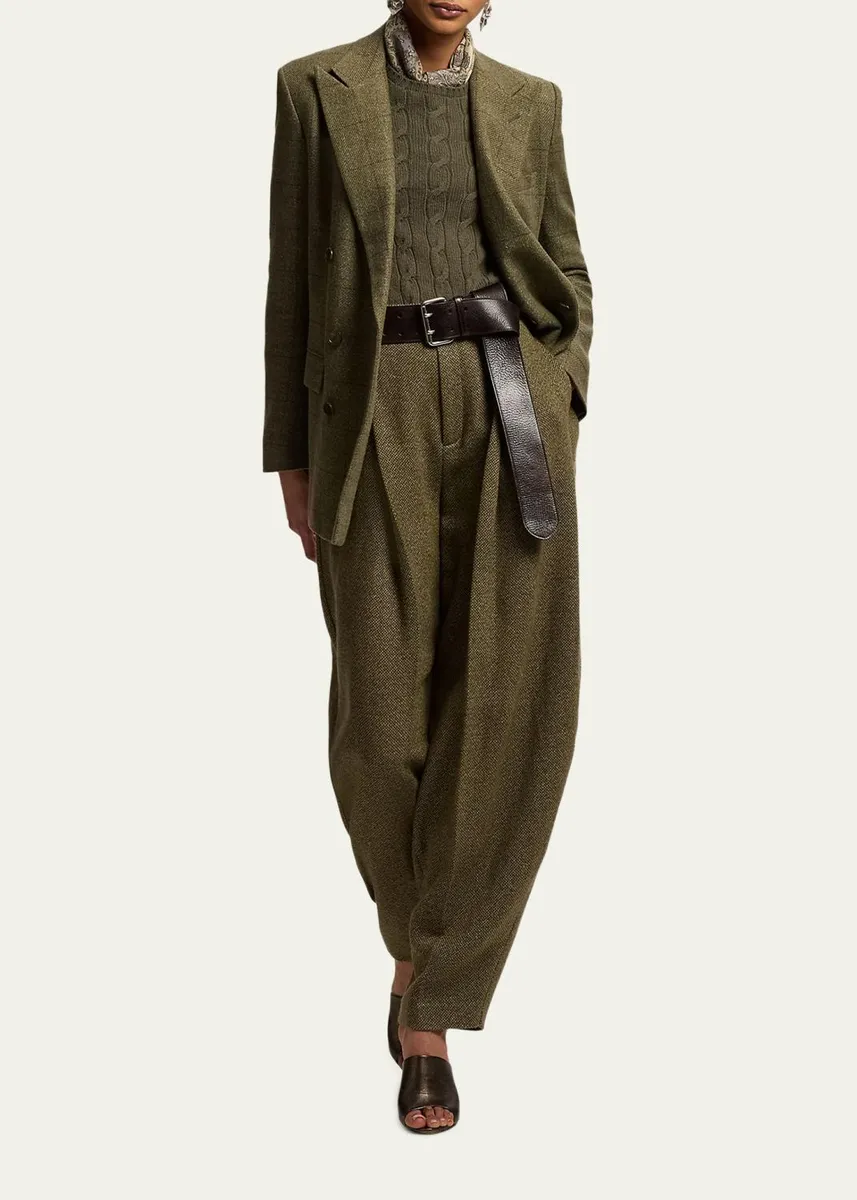 Ralph Lauren Collection Herringbone Barrel-Leg Trousers | Thumbnail 2