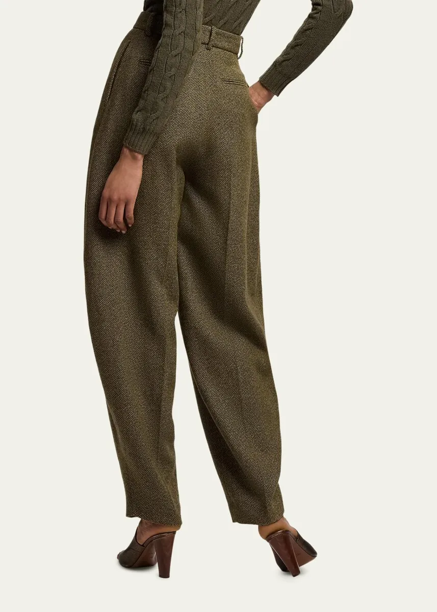 Ralph Lauren Collection Herringbone Barrel-Leg Trousers | Thumbnail 3