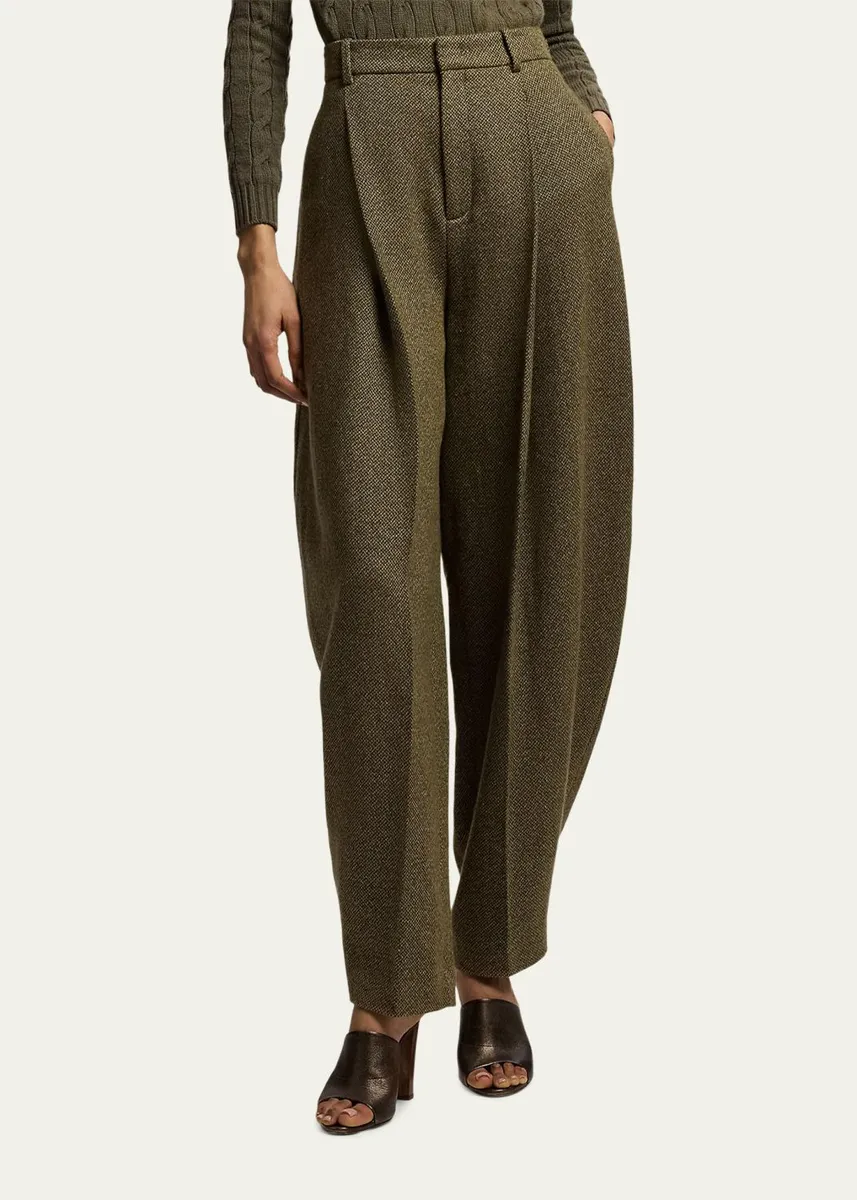 Ralph Lauren Collection Herringbone Barrel-Leg Trousers | Thumbnail 4