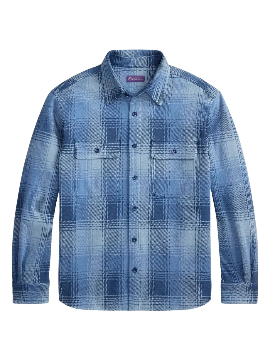Ralph Lauren Purple Label Men's Plaid Stretch Cotton-Cashmere Shirt