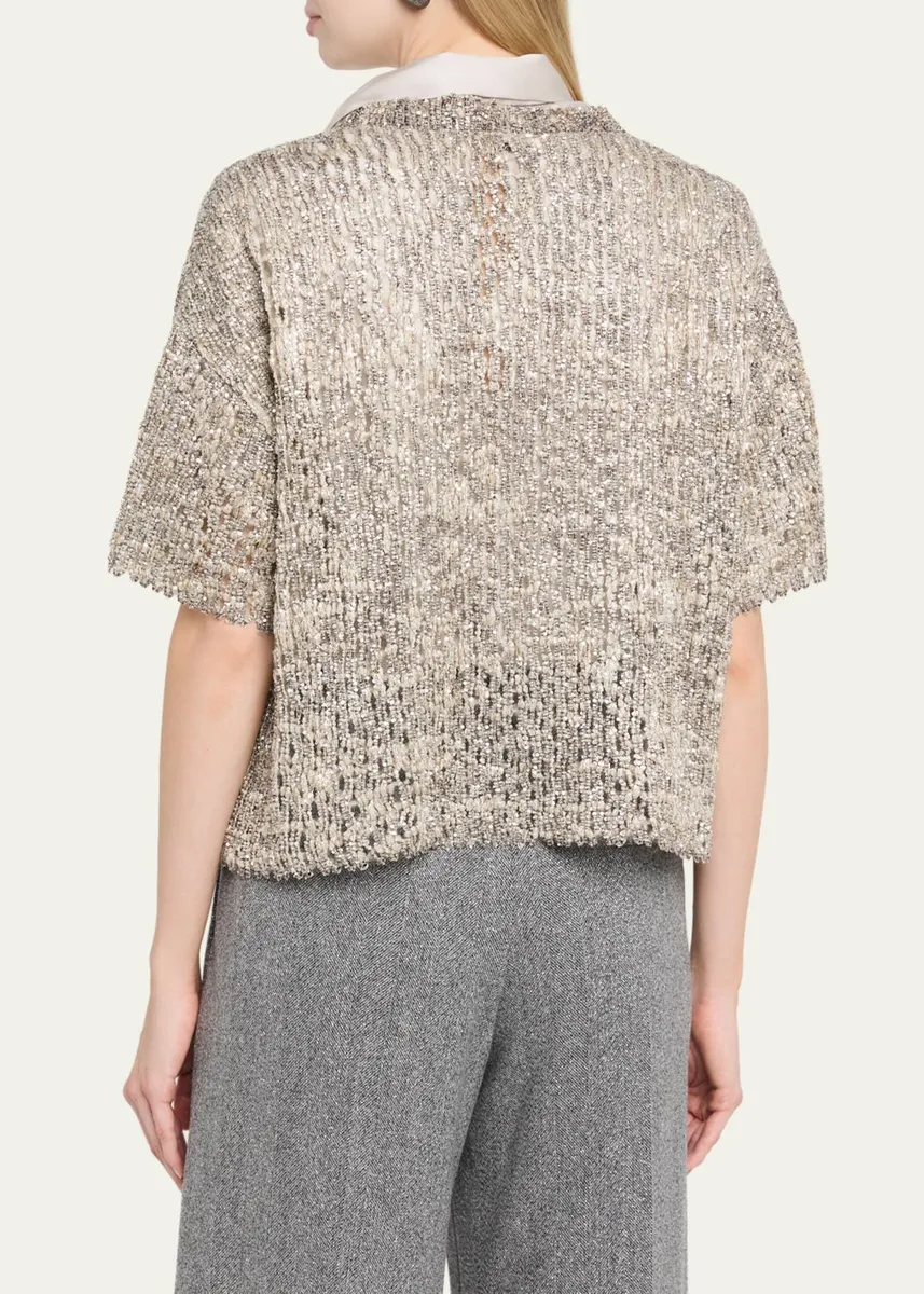 Brunello Cucinelli Couture Metallic Mohair Top | Thumbnail 3