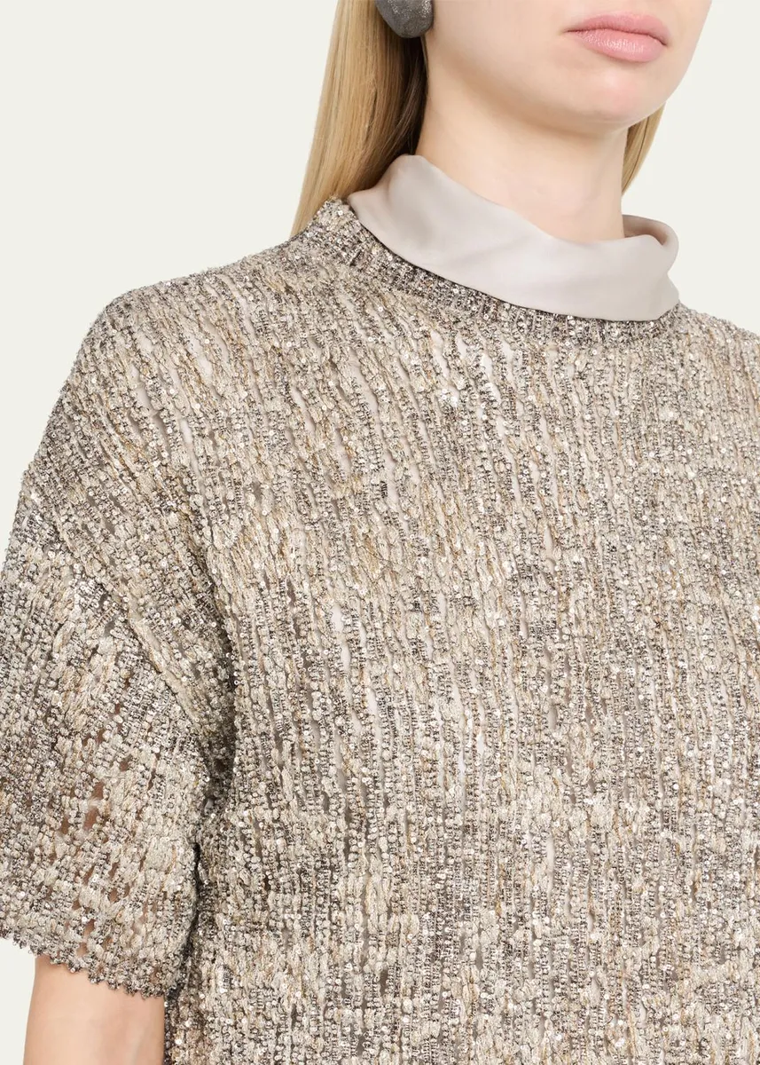 Brunello Cucinelli Couture Metallic Mohair Top | Thumbnail 5