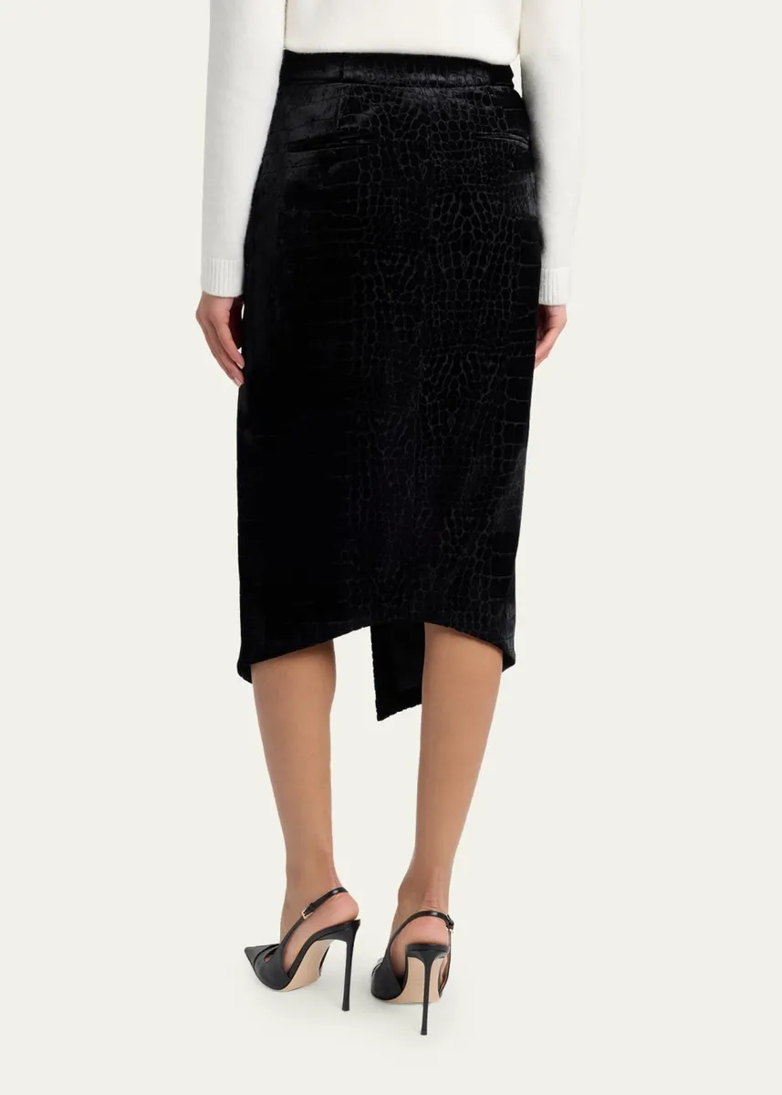 Tom Ford Croco-Embossed Velvet Midi Skirt | Thumbnail 3 Tom Ford Croco-Embossed Velvet Midi Skirt | Thumbnail 3