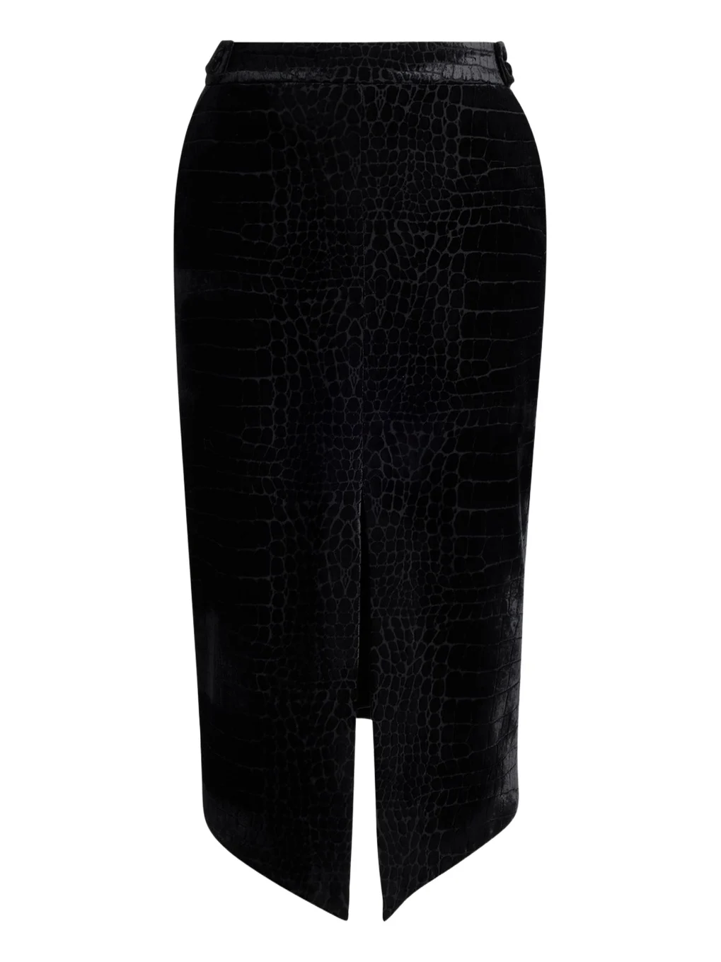 Tom Ford Croco-Embossed Velvet Midi Skirt