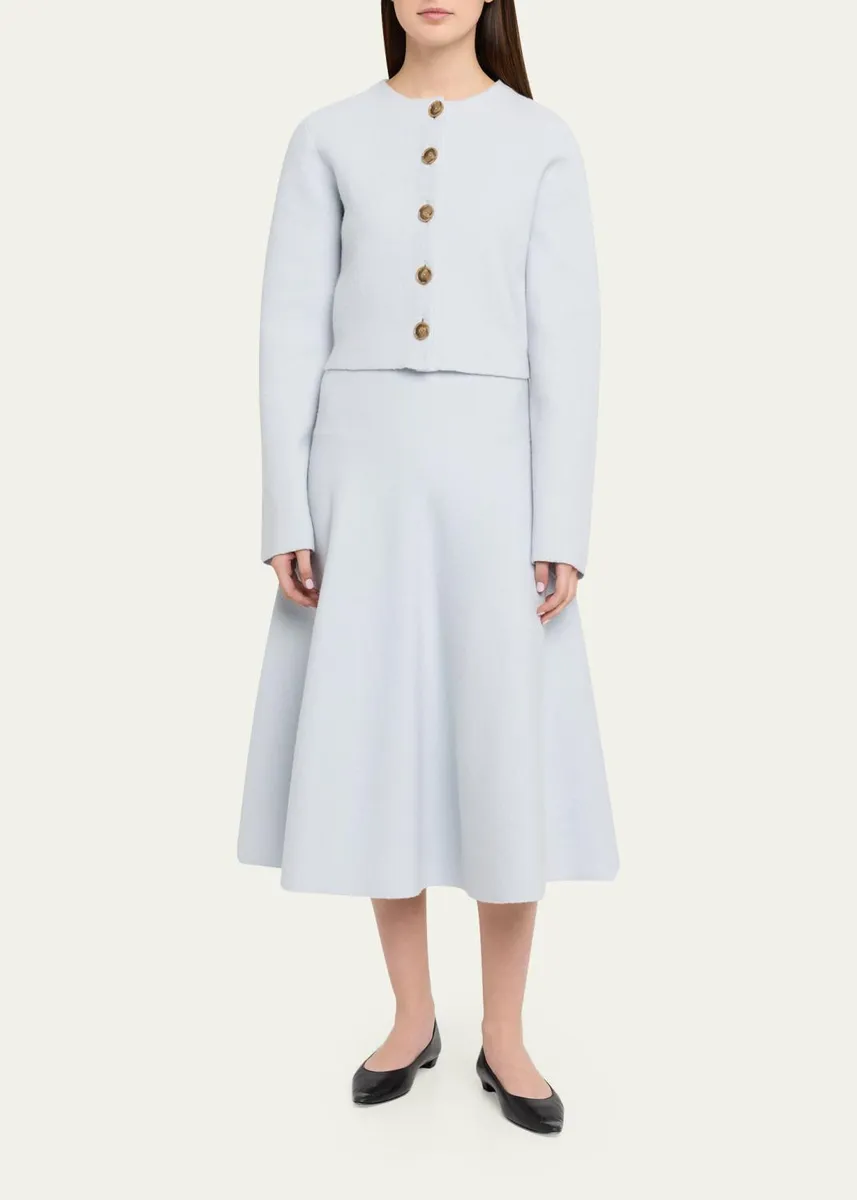 Brandon Maxwell Miller Structured Wool Midi Skirt | Thumbnail 2 Brandon Maxwell Miller Structured Wool Midi Skirt | Thumbnail 2