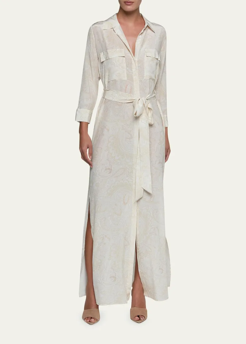 L'Agence Cameron Paisley Silk Long Shirtdress | Thumbnail 2