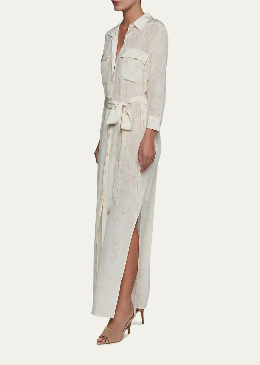 L'Agence Cameron Paisley Silk Long Shirtdress | Thumbnail 4