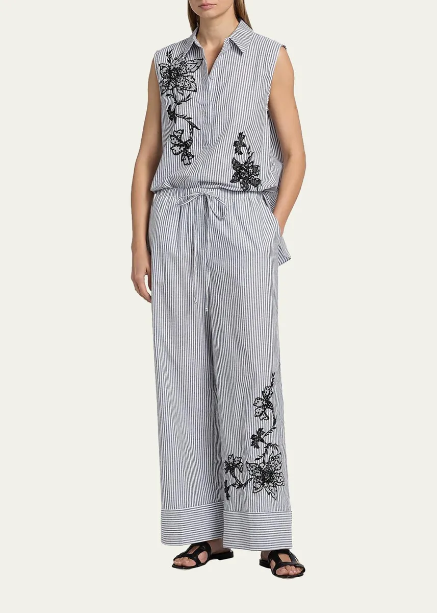 Kobi Halperin Callie Embroidered Striped Wide-Leg Pants | Thumbnail 2 Kobi Halperin Callie Embroidered Striped Wide-Leg Pants | Thumbnail 2