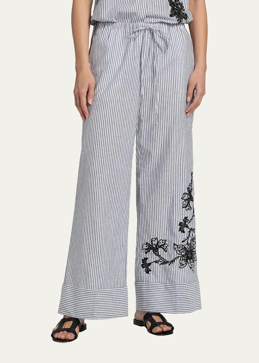 Kobi Halperin Callie Embroidered Striped Wide-Leg Pants | Thumbnail 4 Kobi Halperin Callie Embroidered Striped Wide-Leg Pants | Thumbnail 4