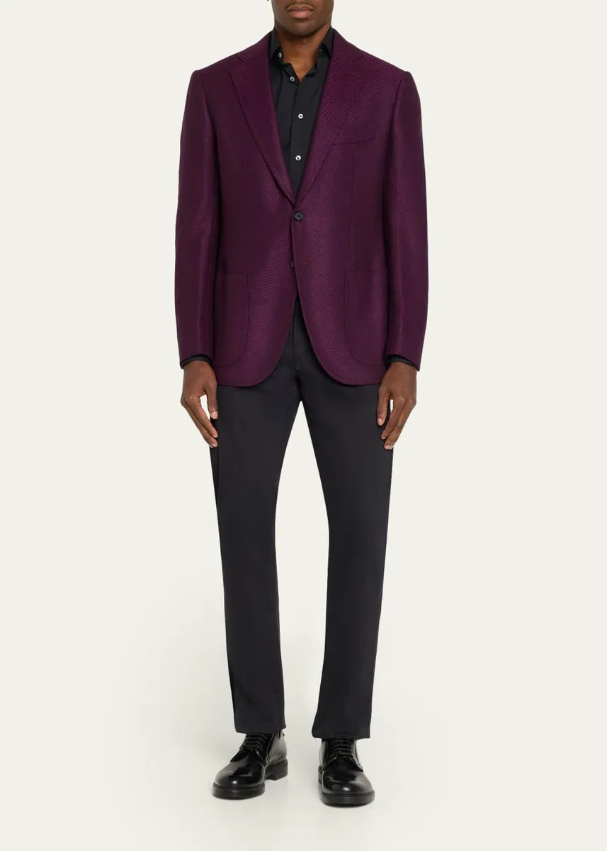 Cesare Attolini Men's Cashmere Diagonal-Texture Single-Breasted Sport Coat | Thumbnail 2 Cesare Attolini Men's Cashmere Diagonal-Texture Single-Breasted Sport Coat | Thumbnail 2