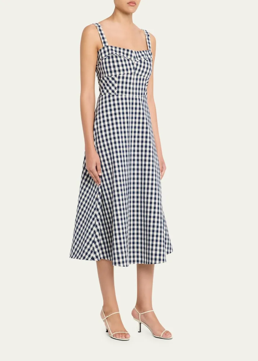 Veronica Beard Aila Gingham A-Line Midi Dress | Thumbnail 4 Veronica Beard Aila Gingham A-Line Midi Dress | Thumbnail 4