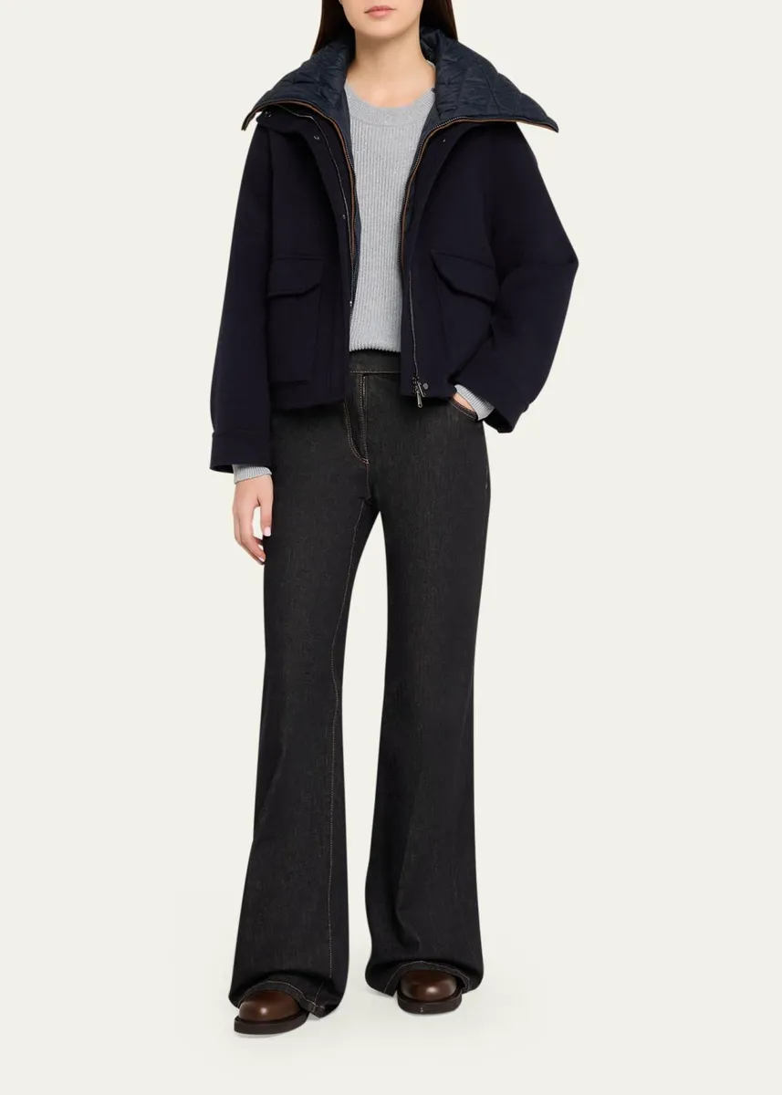 Brunello Cucinelli Sporty Button-Shoulder Cotton Diamante Crewneck Sweater | Thumbnail 2 Brunello Cucinelli Sporty Button-Shoulder Cotton Diamante Crewneck Sweater | Thumbnail 2