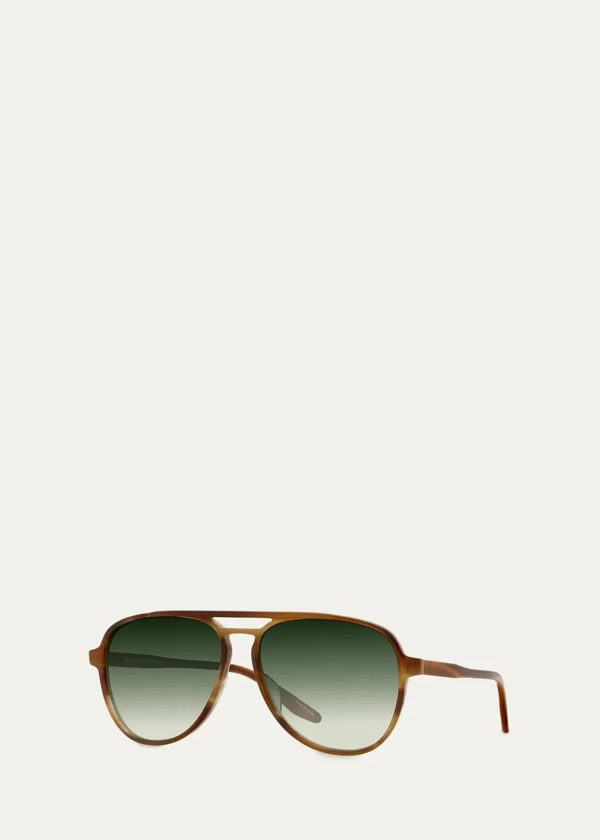 BARTON PERREIRA Men's Double-Bridge Acetate Aviator Sunglasses | Thumbnail 2