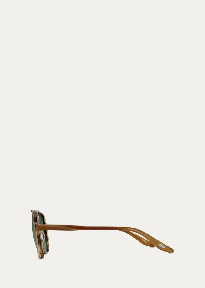 BARTON PERREIRA Men's Double-Bridge Acetate Aviator Sunglasses | Thumbnail 3