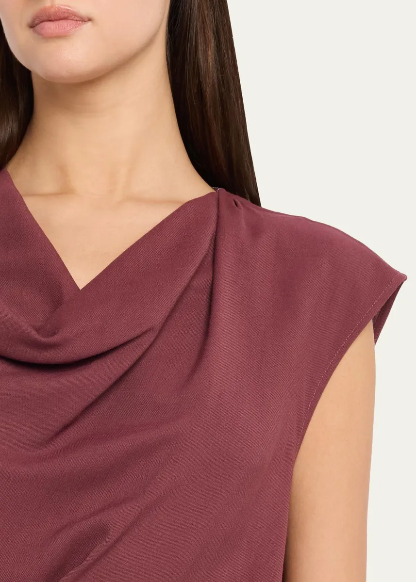 Brunello Cucinelli Fluid Wool Twill Cowl-Neck Dress | Thumbnail 5 Brunello Cucinelli Fluid Wool Twill Cowl-Neck Dress | Thumbnail 5