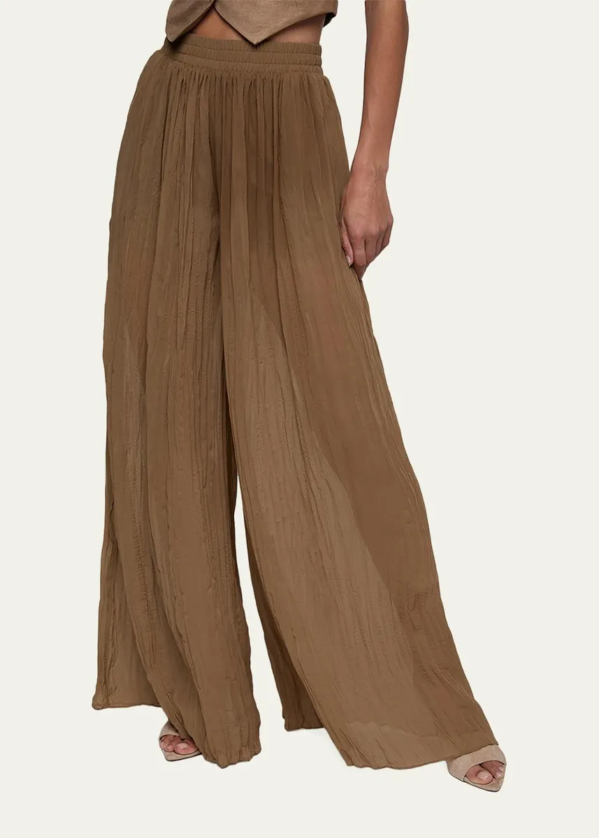 L'Agence Ethel Wide-Leg Crinkled Chiffon Pants | Thumbnail 4 L'Agence Ethel Wide-Leg Crinkled Chiffon Pants | Thumbnail 4
