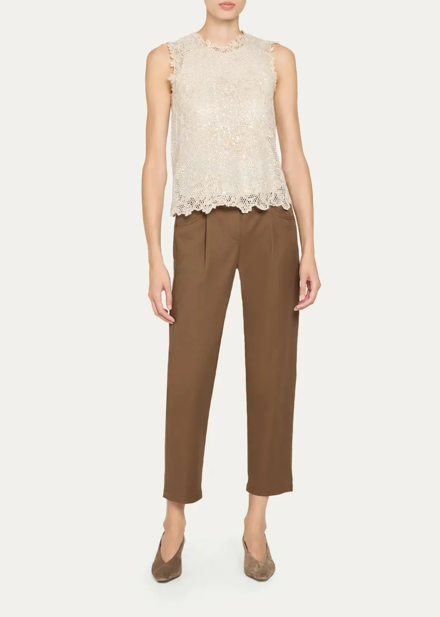 Brunello Cucinelli Mohair Lace Embroidered Shimmering Net Sleeveless Top | Thumbnail 2 Brunello Cucinelli Mohair Lace Embroidered Shimmering Net Sleeveless Top | Thumbnail 2