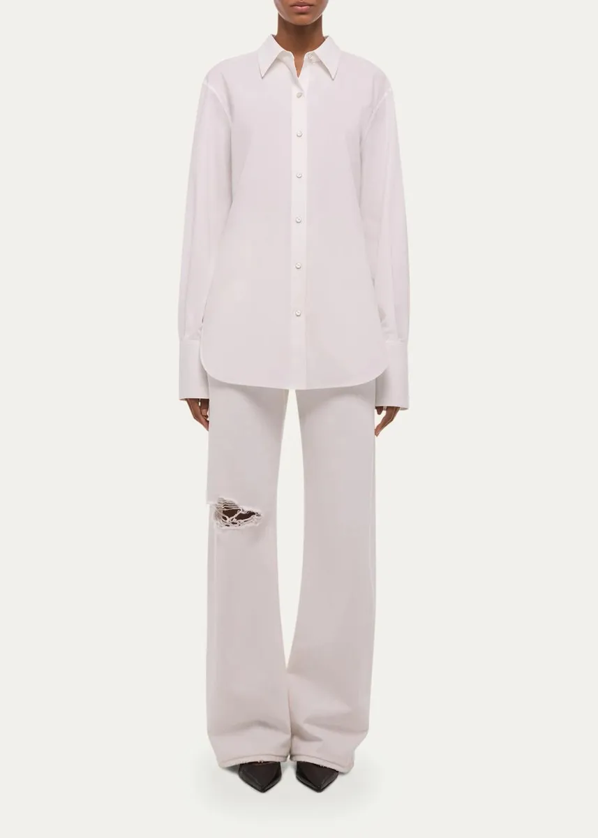 Helmut Lang Tie-Back Button-Front Cotton Shirt | Thumbnail 2
