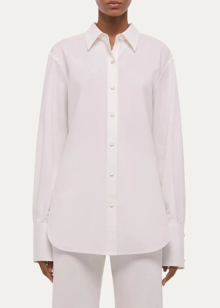 Helmut Lang Tie-Back Button-Front Cotton Shirt | Thumbnail 4