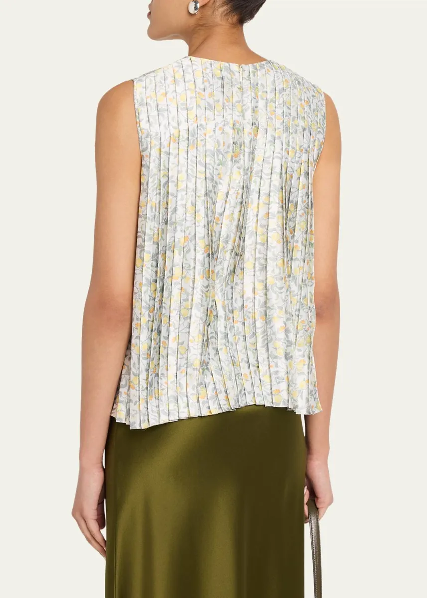 Vince Citrine Bloom Pleated Satin Top | Thumbnail 3