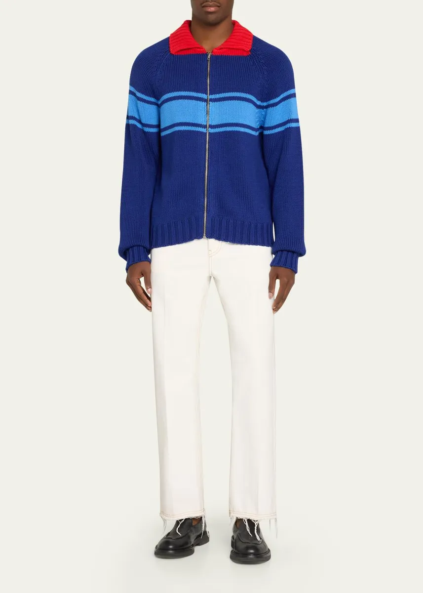 Marni Colorblocked Cotton Zip-Front Cardigan | Thumbnail 2 Marni Colorblocked Cotton Zip-Front Cardigan | Thumbnail 2