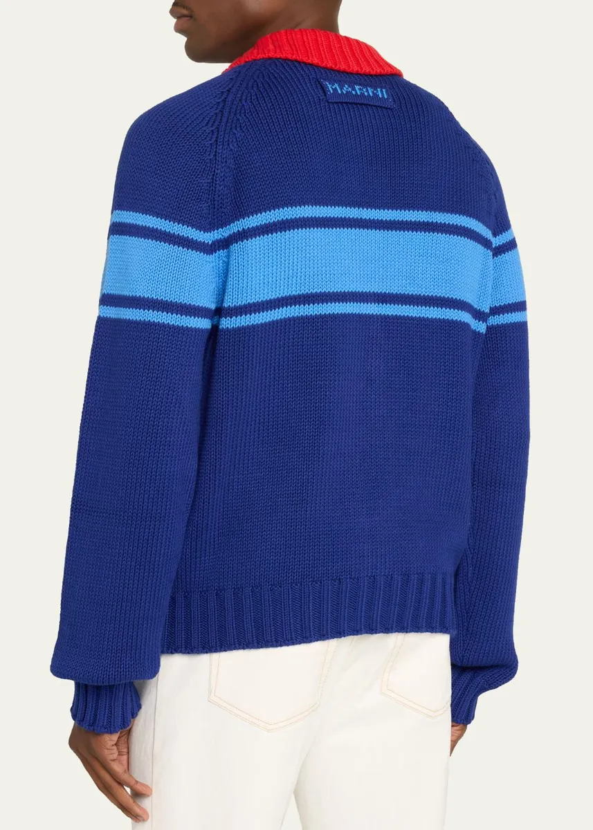 Marni Colorblocked Cotton Zip-Front Cardigan | Thumbnail 3 Marni Colorblocked Cotton Zip-Front Cardigan | Thumbnail 3