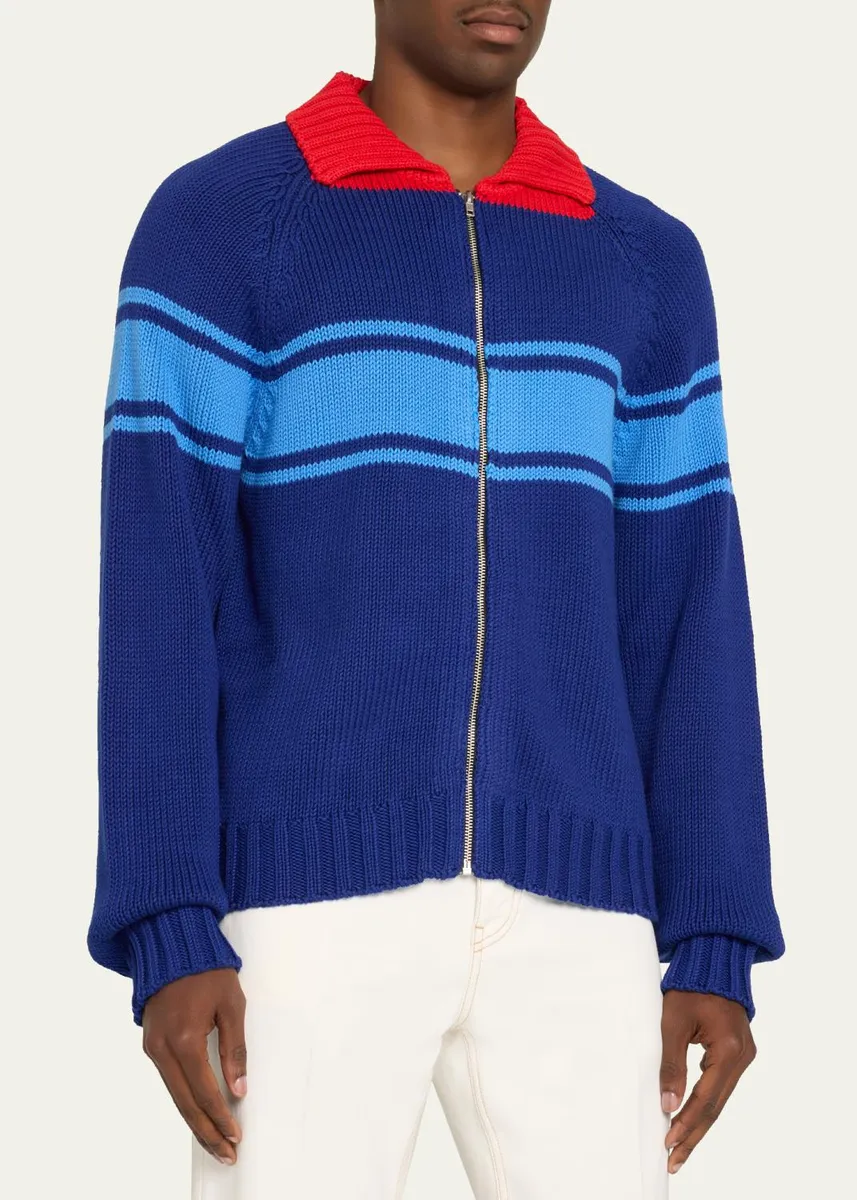 Marni Colorblocked Cotton Zip-Front Cardigan | Thumbnail 4 Marni Colorblocked Cotton Zip-Front Cardigan | Thumbnail 4