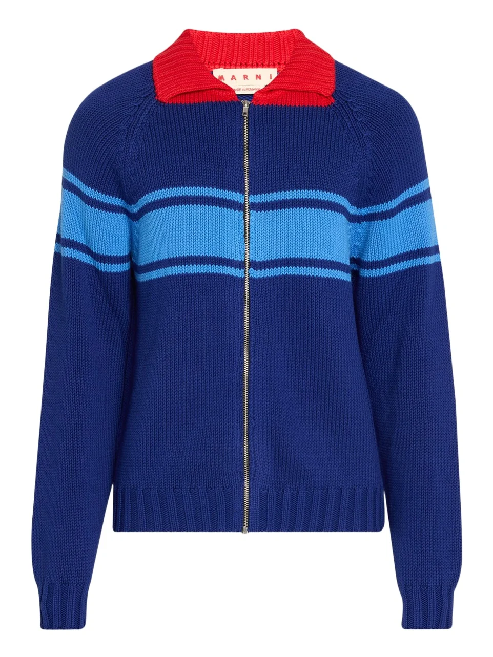 Marni Colorblocked Cotton Zip-Front Cardigan