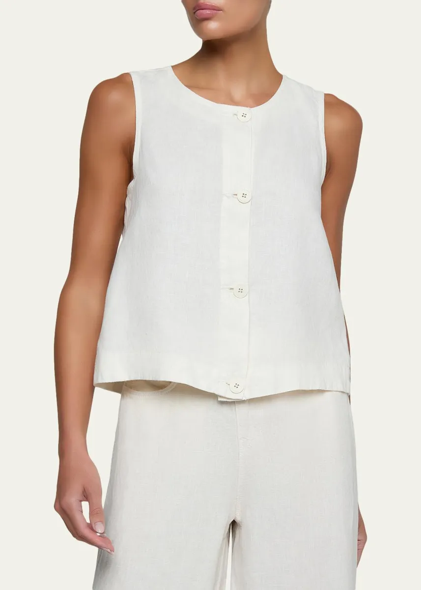 L'Agence Foster Sleeveless Linen Top | Thumbnail 4