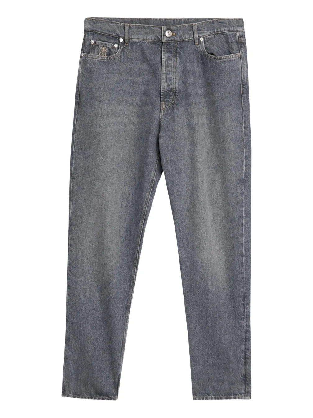 Brunello Cucinelli Men's Rinsed Grey Denim Straight-Leg Jeans