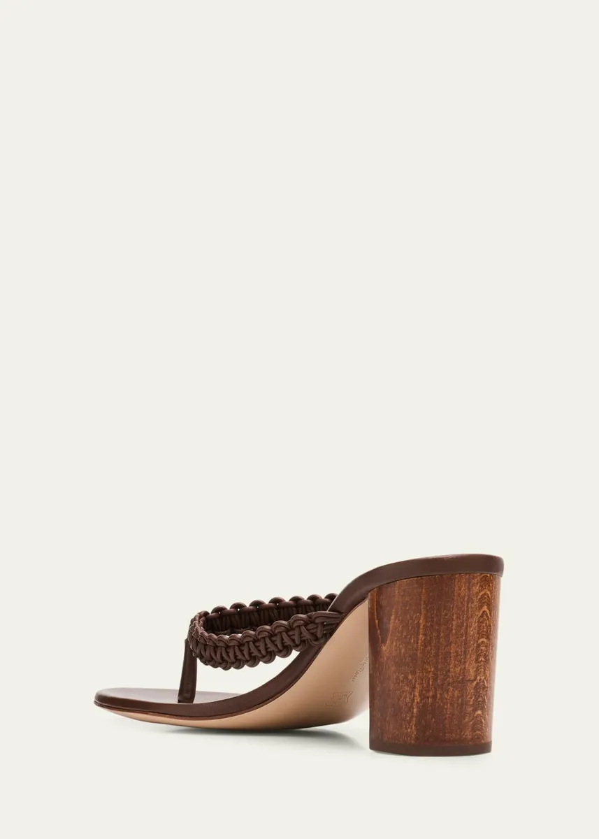 Gianvito Rossi 70mm Braided Nappa Leather Thong Sandals | Thumbnail 4