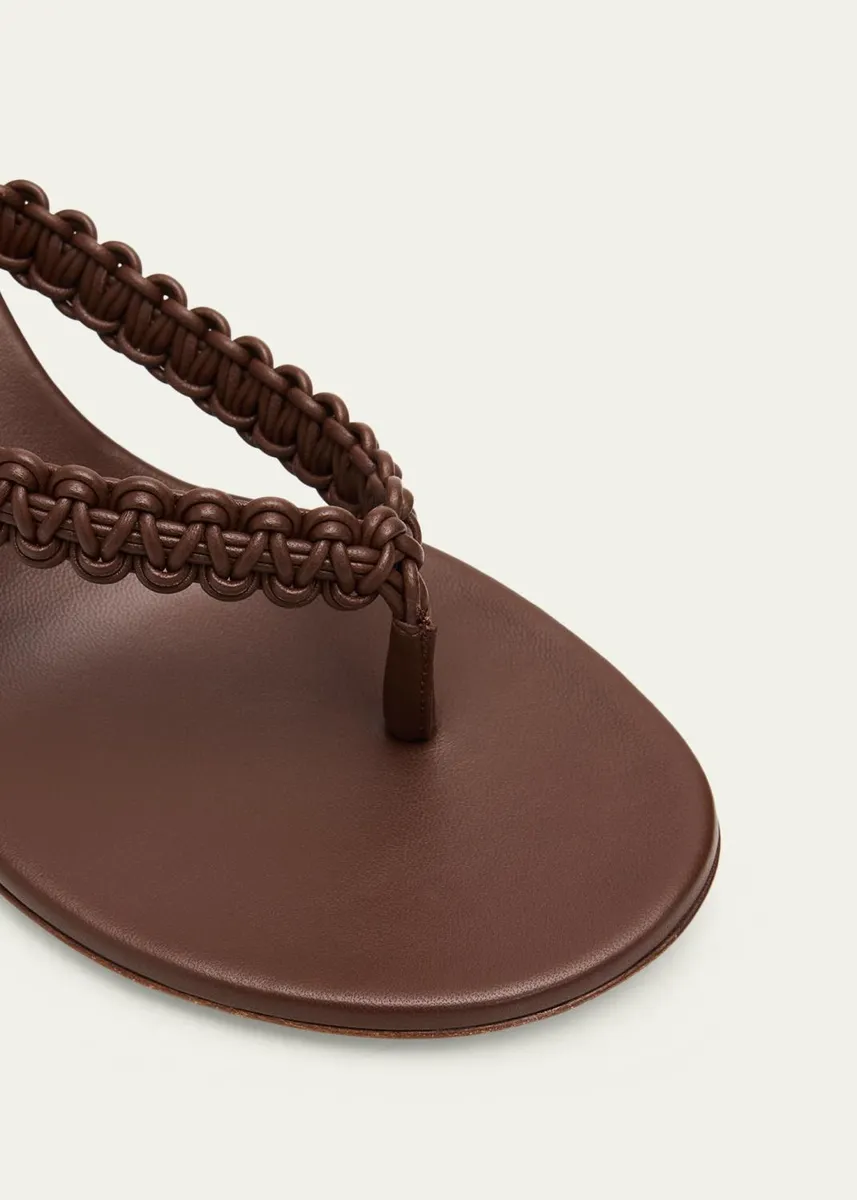 Gianvito Rossi 70mm Braided Nappa Leather Thong Sandals | Thumbnail 5