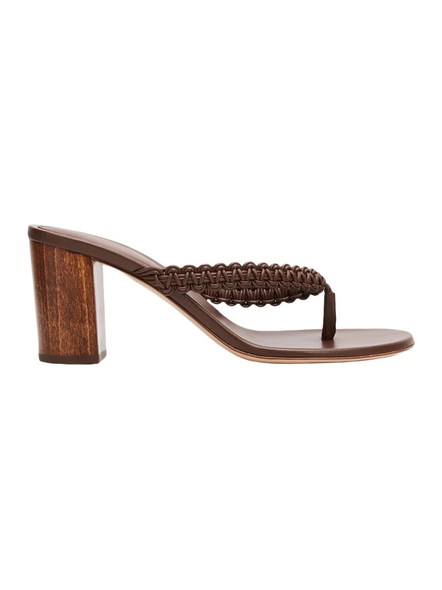 70mm Braided Nappa Leather Thong Sandals