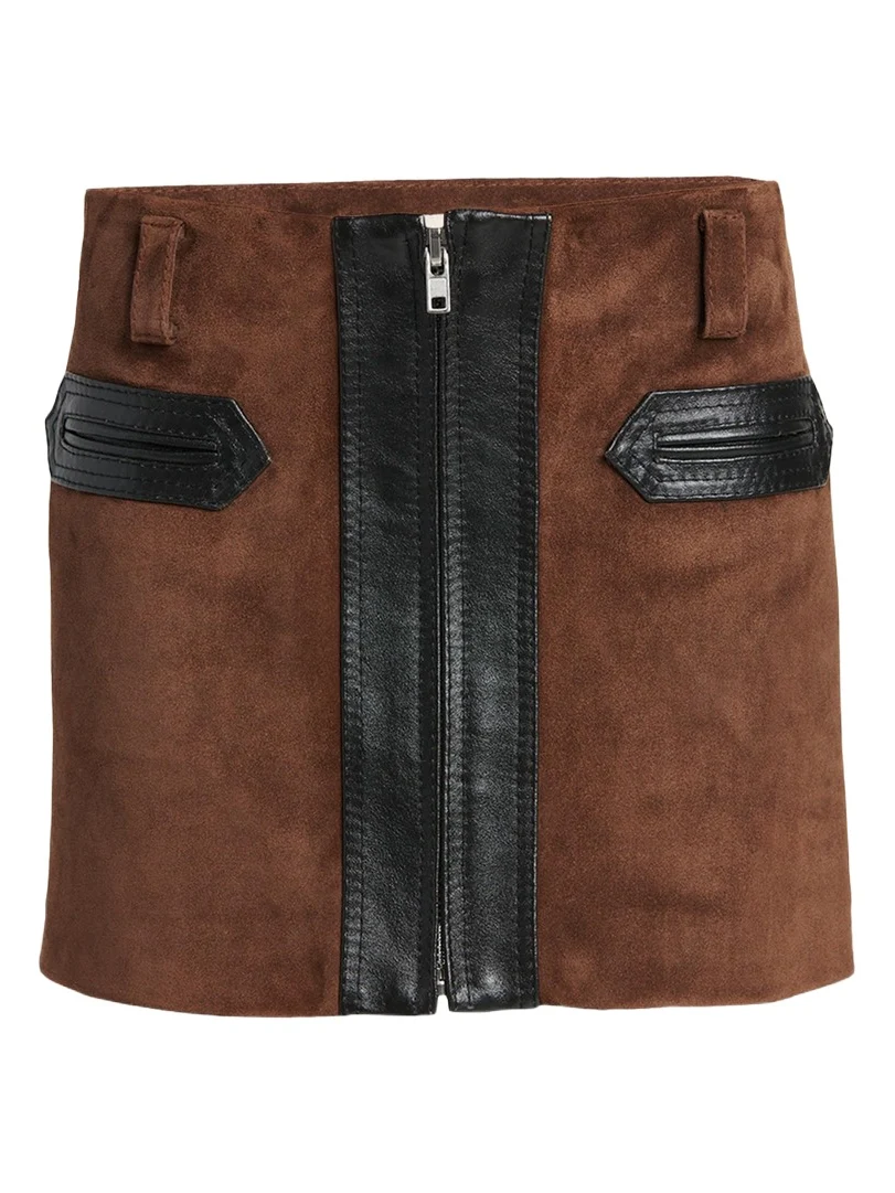 Zip-Front Suede Mini Skirt Zip-Front Suede Mini Skirt